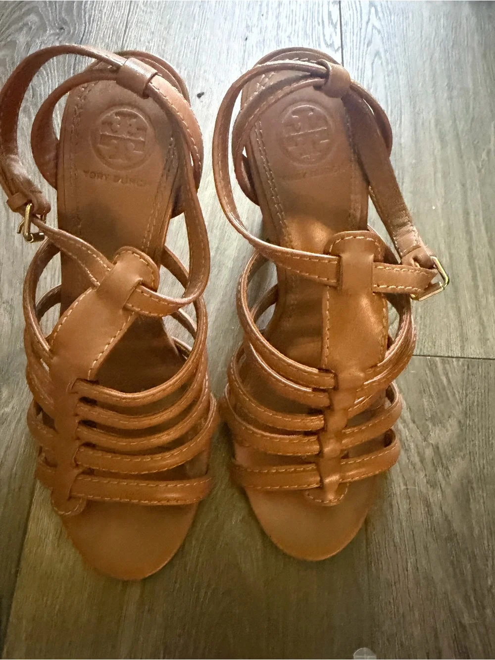 Tory Burch Tan Strappy High Heel Sandals